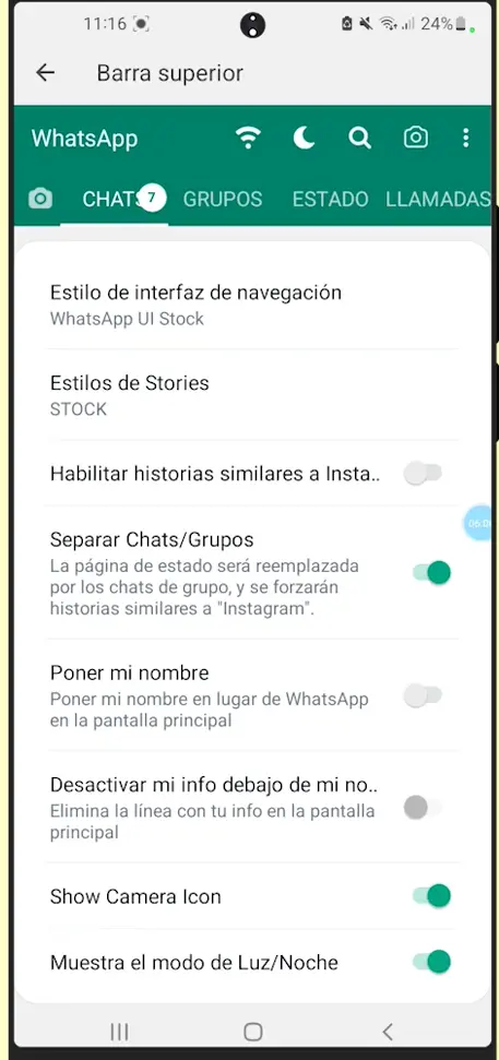 Barra superior
